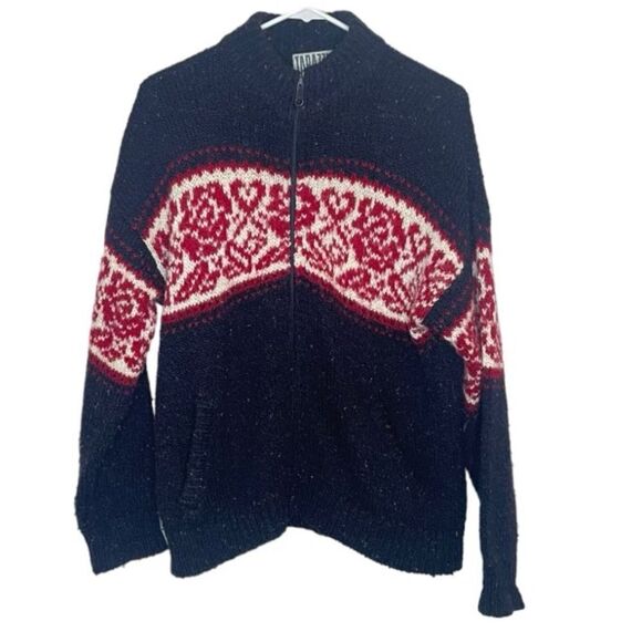 Vintage 80s dead stock Tarazzia wool blend zip up sweater size Large - Picture 1 of 4